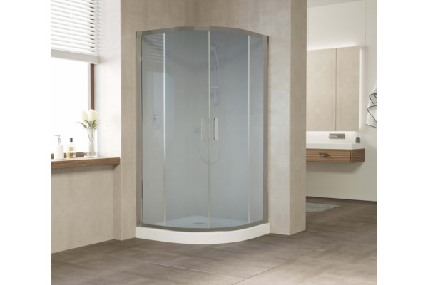 Душевой уголок Vegas Glass ZS 120 07 10 профиль матовый хром, стекло сатин, четверть круга, двери раздвижные