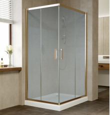 Душевой уголок Vegas Glass ZA-F 90*80 05 10 профиль бронза, стекло сатин, прямоугольный, двери раздвижные