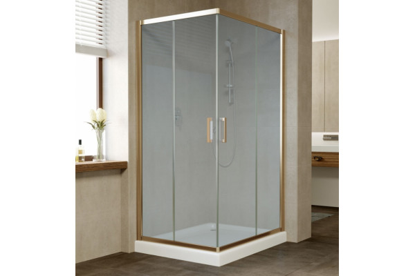Душевой уголок Vegas Glass ZA-F 90*80 05 10 профиль бронза, стекло сатин, прямоугольный, двери раздвижные