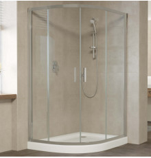 Душевой уголок Vegas Glass ZS-F 120*100 07 01 профиль матовый хром, стекло прозрачное, прямоугольный-асимметричный, двери раздвижные