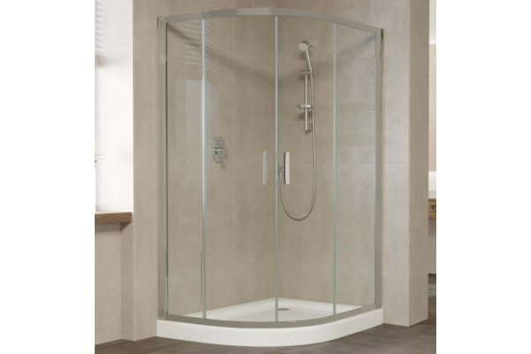 Душевой уголок Vegas Glass ZS-F 120*100 07 01 профиль матовый хром, стекло прозрачное, прямоугольный-асимметричный, двери раздвижные
