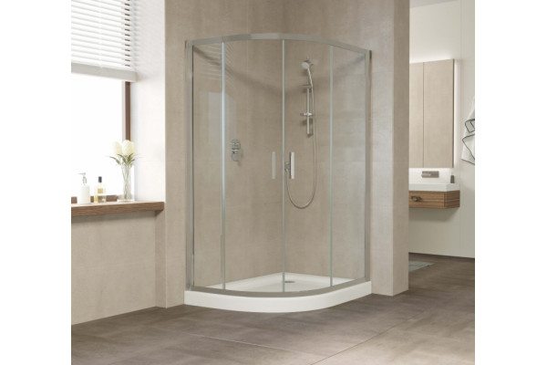 Душевой уголок Vegas Glass ZS-F 120*100 07 01 профиль матовый хром, стекло прозрачное, прямоугольный-асимметричный, двери раздвижные