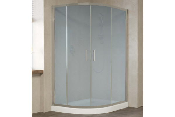 Душевой уголок Vegas Glass ZS-F 120*100 07 10 профиль матовый хром, стекло сатин, прямоугольный-асимметричный, двери раздвижные