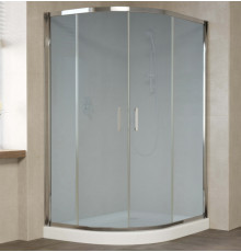 Душевой уголок Vegas Glass ZS-F 120*110 08 10 профиль глянцевый хром, стекло сатин, прямоугольный-асимметричный, двери раздвижные