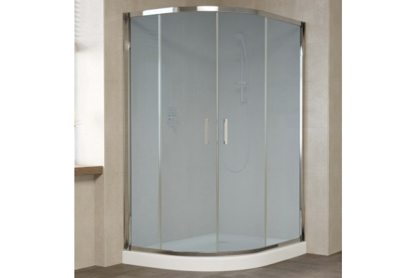 Душевой уголок Vegas Glass ZS-F 120*110 08 10 профиль глянцевый хром, стекло сатин, прямоугольный-асимметричный, двери раздвижные