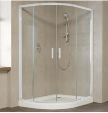 Душевой уголок Vegas Glass ZS-F 120*110 01 01 профиль белый, стекло прозрачное, прямоугольный-асимметричный, двери раздвижные