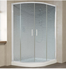 Душевой уголок Vegas Glass ZS-F 120*110 01 02 профиль белый, стекло шиншилла, прямоугольный-асимметричный, двери раздвижные