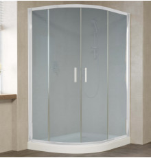 Душевой уголок Vegas Glass ZS-F 120*110 01 10 профиль белый, стекло сатин, прямоугольный-асимметричный, двери раздвижные