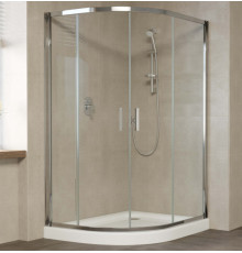 Душевой уголок Vegas Glass ZS-F 120*110 08 01 профиль глянцевый хром, стекло прозрачное, прямоугольный-асимметричный, двери раздвижные