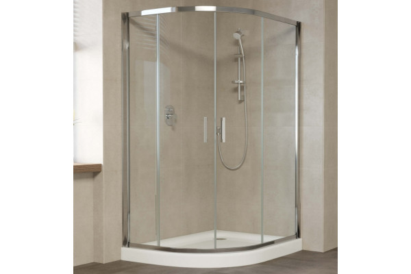 Душевой уголок Vegas Glass ZS-F 120*110 08 01 профиль глянцевый хром, стекло прозрачное, прямоугольный-асимметричный, двери раздвижные