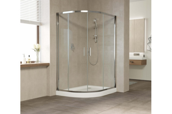 Душевой уголок Vegas Glass ZS-F 120*110 08 01 профиль глянцевый хром, стекло прозрачное, прямоугольный-асимметричный, двери раздвижные