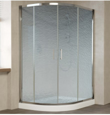 Душевой уголок Vegas Glass ZS-F 120*110 08 02 профиль глянцевый хром, стекло шиншилла, прямоугольный-асимметричный, двери раздвижные