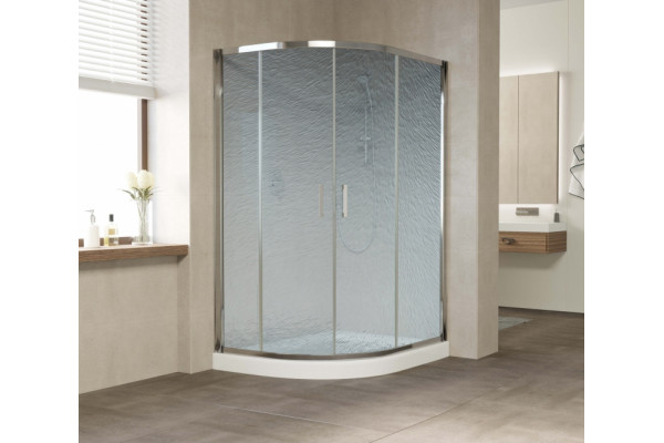 Душевой уголок Vegas Glass ZS-F 120*110 08 02 профиль глянцевый хром, стекло шиншилла, прямоугольный-асимметричный, двери раздвижные