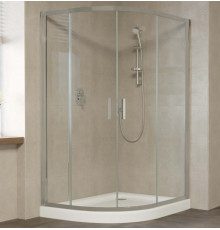 Душевой уголок Vegas Glass ZS-F 120*110 07 01 профиль матовый хром, стекло прозрачное, прямоугольный-асимметричный, двери раздвижные