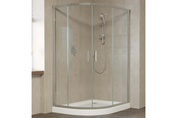 Душевой уголок Vegas Glass ZS-F 120*110 07 01 профиль матовый хром, стекло прозрачное, прямоугольный-асимметричный, двери раздвижные