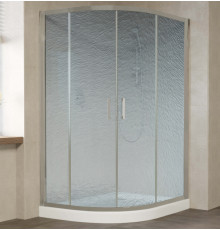Душевой уголок Vegas Glass ZS-F 120*110 07 02 профиль матовый хром, стекло шиншилла, прямоугольный-асимметричный, двери раздвижные