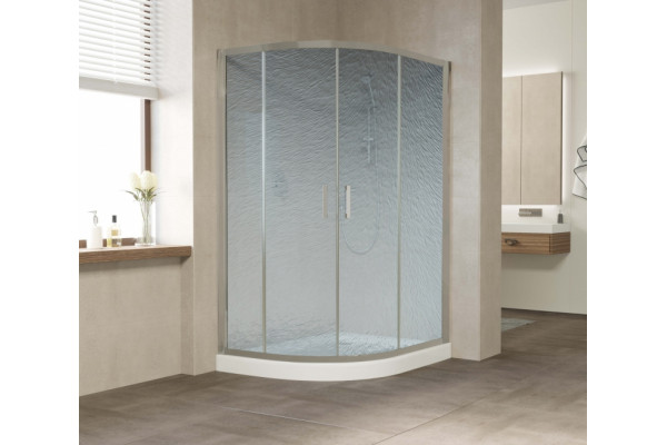Душевой уголок Vegas Glass ZS-F 120*110 07 02 профиль матовый хром, стекло шиншилла, прямоугольный-асимметричный, двери раздвижные