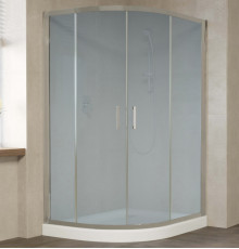 Душевой уголок Vegas Glass ZS-F 120*110 07 10 профиль матовый хром, стекло сатин, прямоугольный-асимметричный, двери раздвижные