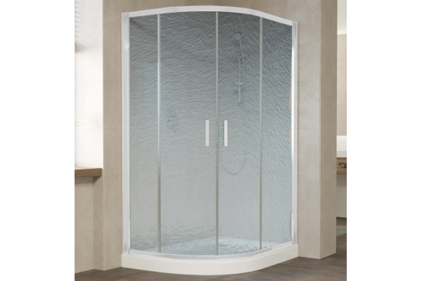 Душевой уголок Vegas Glass ZS-F 120*90 01 02 профиль белый, стекло шиншилла, прямоугольный-асимметричный, двери раздвижные