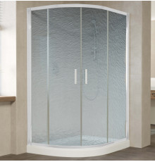 Душевой уголок Vegas Glass ZS-F 120*100 01 02 профиль белый, стекло шиншилла, прямоугольный-асимметричный, двери раздвижные