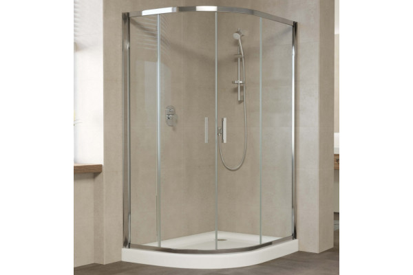 Душевой уголок Vegas Glass ZS-F 120*100 08 01 профиль глянцевый хром, стекло прозрачное, прямоугольный-асимметричный, двери раздвижные