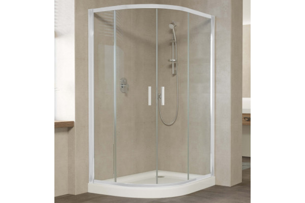Душевой уголок Vegas Glass ZS-F 120*90 01 01 профиль белый, стекло прозрачное, прямоугольный-асимметричный, двери раздвижные