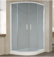 Душевой уголок Vegas Glass ZS-F 120*90 01 10 профиль белый, стекло сатин, прямоугольный-асимметричный, двери раздвижные