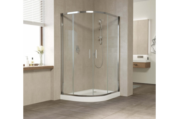 Душевой уголок Vegas Glass ZS-F 120*90 08 01 профиль глянцевый хром, стекло прозрачное, прямоугольный-асимметричный, двери раздвижные