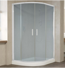 Душевой уголок Vegas Glass ZS-F 120*100 01 10 профиль белый, стекло сатин, прямоугольный-асимметричный, двери раздвижные