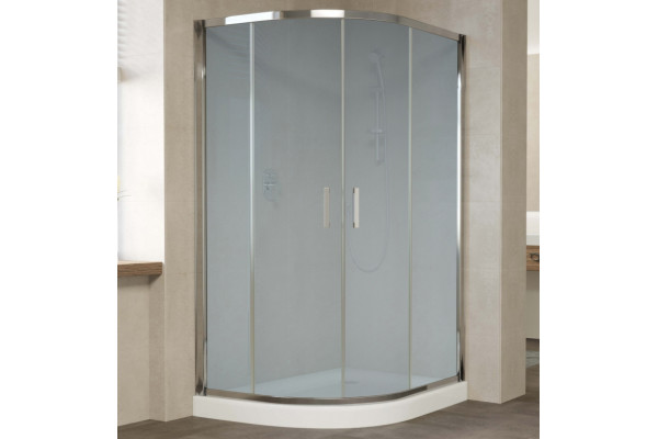 Душевой уголок Vegas Glass ZS-F 120*90 08 10 профиль глянцевый хром, стекло сатин, прямоугольный-асимметричный, двери раздвижные