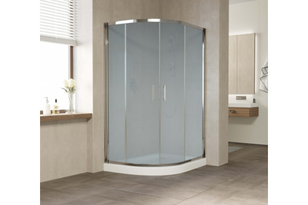Душевой уголок Vegas Glass ZS-F 120*90 08 10 профиль глянцевый хром, стекло сатин, прямоугольный-асимметричный, двери раздвижные