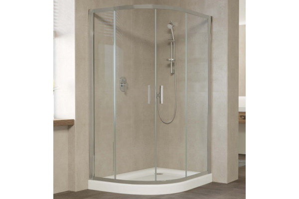 Душевой уголок Vegas Glass ZS-F 120*90 07 01 профиль матовый хром, стекло прозрачное, прямоугольный-асимметричный, двери раздвижные