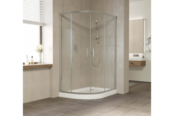 Душевой уголок Vegas Glass ZS-F 120*90 07 01 профиль матовый хром, стекло прозрачное, прямоугольный-асимметричный, двери раздвижные