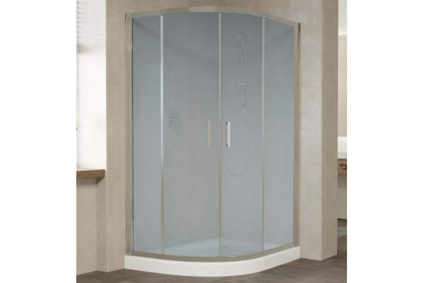 Душевой уголок Vegas Glass ZS-F 120*90 07 10 профиль матовый хром, стекло сатин, прямоугольный-асимметричный, двери раздвижные