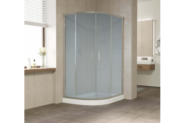 Душевой уголок Vegas Glass ZS-F 120*90 07 10 профиль матовый хром, стекло сатин, прямоугольный-асимметричный, двери раздвижные