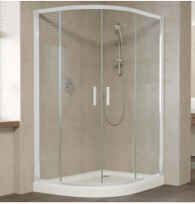 Душевой уголок Vegas Glass ZS-F 120*100 01 01 профиль белый, стекло прозрачное, прямоугольный-асимметричный, двери раздвижные