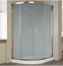 Душевой уголок Vegas Glass ZS-F 120*100 08 10 профиль глянцевый хром, стекло сатин, прямоугольный-асимметричный, двери раздвижные