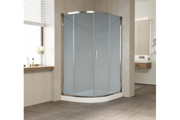 Душевой уголок Vegas Glass ZS-F 120*100 08 10 профиль глянцевый хром, стекло сатин, прямоугольный-асимметричный, двери раздвижные