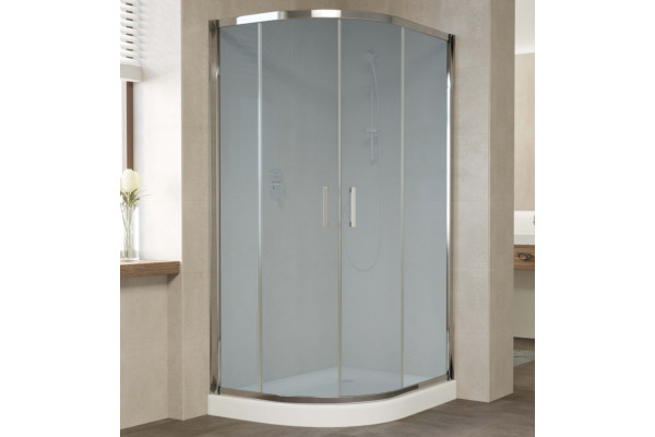 Душевой уголок Vegas Glass ZS-F 110*100 08 10 профиль глянцевый хром, стекло сатин, прямоугольный-асимметричный, двери раздвижные