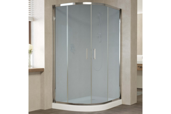 Душевой уголок Vegas Glass ZS-F 120*80 08 10 профиль глянцевый хром, стекло сатин, прямоугольный-асимметричный, двери раздвижные