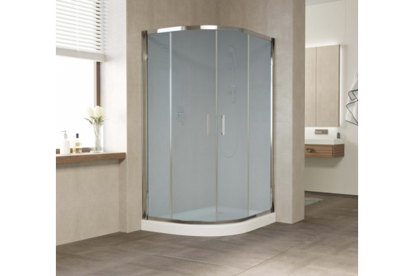 Душевой уголок Vegas Glass ZS-F 120*80 08 10 профиль глянцевый хром, стекло сатин, прямоугольный-асимметричный, двери раздвижные
