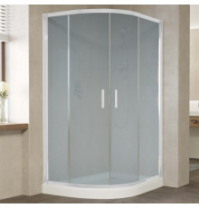 Душевой уголок Vegas Glass ZS-F 120*80 01 10 профиль белый, стекло сатин, прямоугольный-асимметричный, двери раздвижные