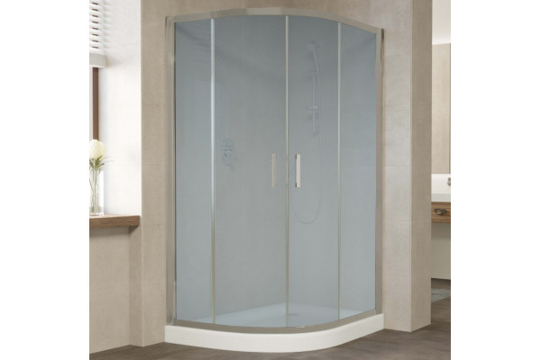 Душевой уголок Vegas Glass ZS-F 120*80 07 10 профиль матовый хром, стекло сатин, прямоугольный-асимметричный, двери раздвижные