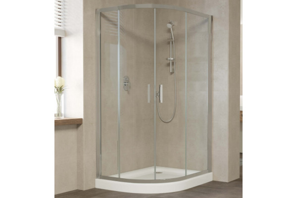 Душевой уголок Vegas Glass ZS-F 110*100 07 01 профиль матовый хром, стекло прозрачное, прямоугольный-асимметричный, двери раздвижные