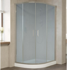 Душевой уголок Vegas Glass ZS-F 110*100 07 10 профиль матовый хром, стекло сатин, прямоугольный-асимметричный, двери раздвижные