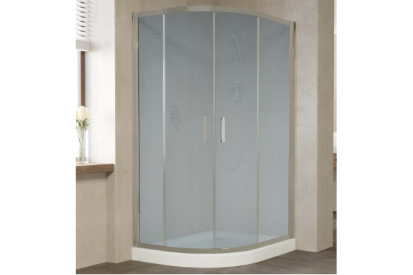 Душевой уголок Vegas Glass ZS-F 110*100 07 10 профиль матовый хром, стекло сатин, прямоугольный-асимметричный, двери раздвижные