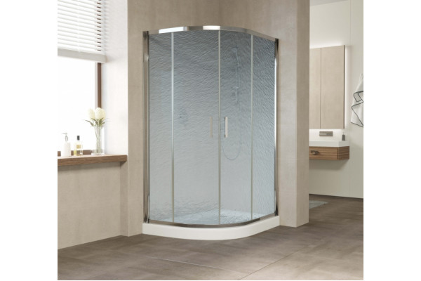 Душевой уголок Vegas Glass ZS-F 120*80 08 02 профиль глянцевый хром, стекло шиншилла, прямоугольный-асимметричный, двери раздвижные