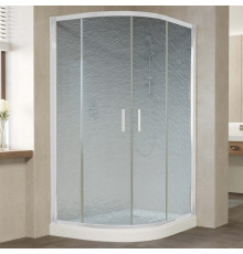 Душевой уголок Vegas Glass ZS-F 120*80 01 02 профиль белый, стекло шиншилла, прямоугольный-асимметричный, двери раздвижные