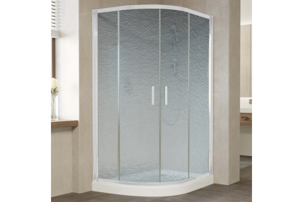 Душевой уголок Vegas Glass ZS-F 120*80 01 02 профиль белый, стекло шиншилла, прямоугольный-асимметричный, двери раздвижные