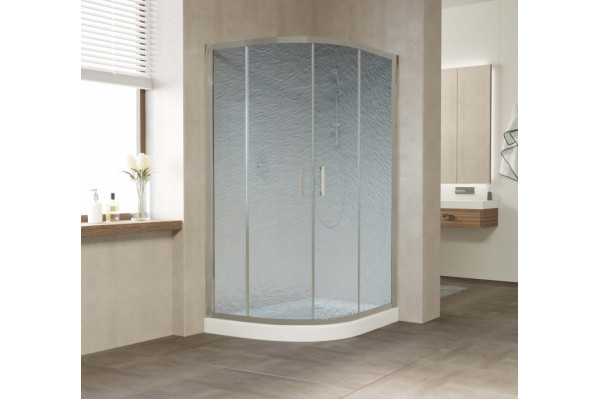Душевой уголок Vegas Glass ZS-F 120*80 07 02 профиль матовый хром, стекло шиншилла, прямоугольный-асимметричный, двери раздвижные